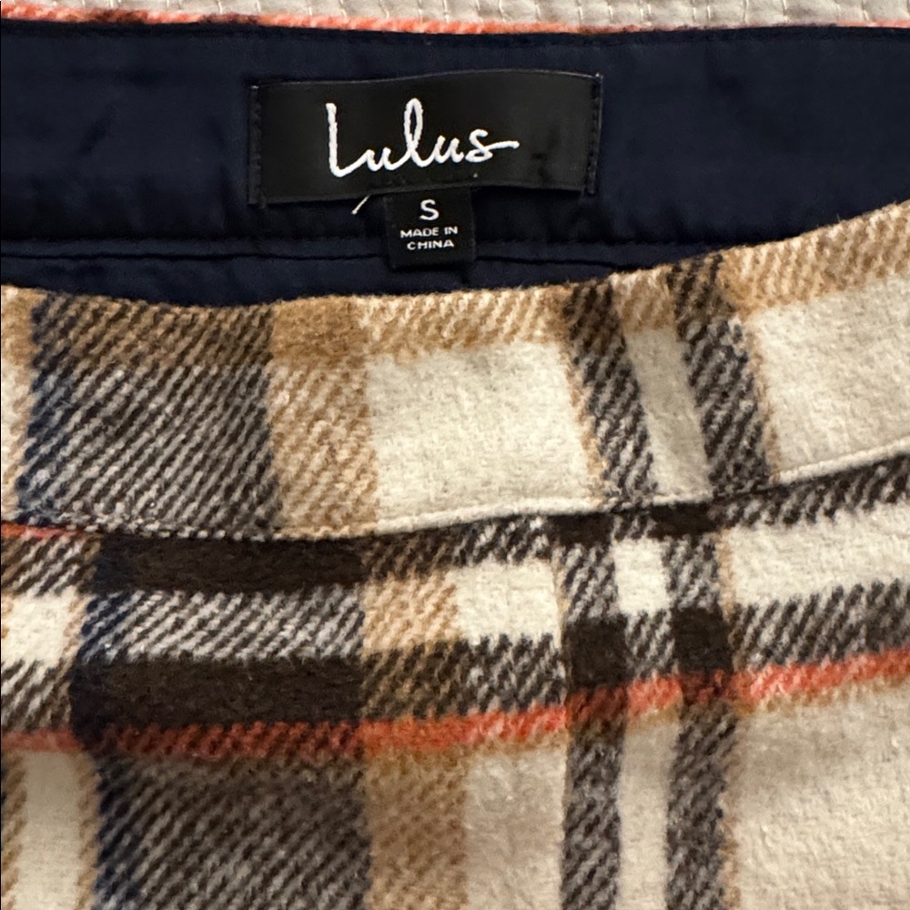 Lulus navy/orange/cream plaid skirt - Picture 6 of 10
